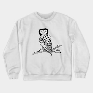 Boho Heart Owl Black Tattoo Style Bird Crewneck Sweatshirt